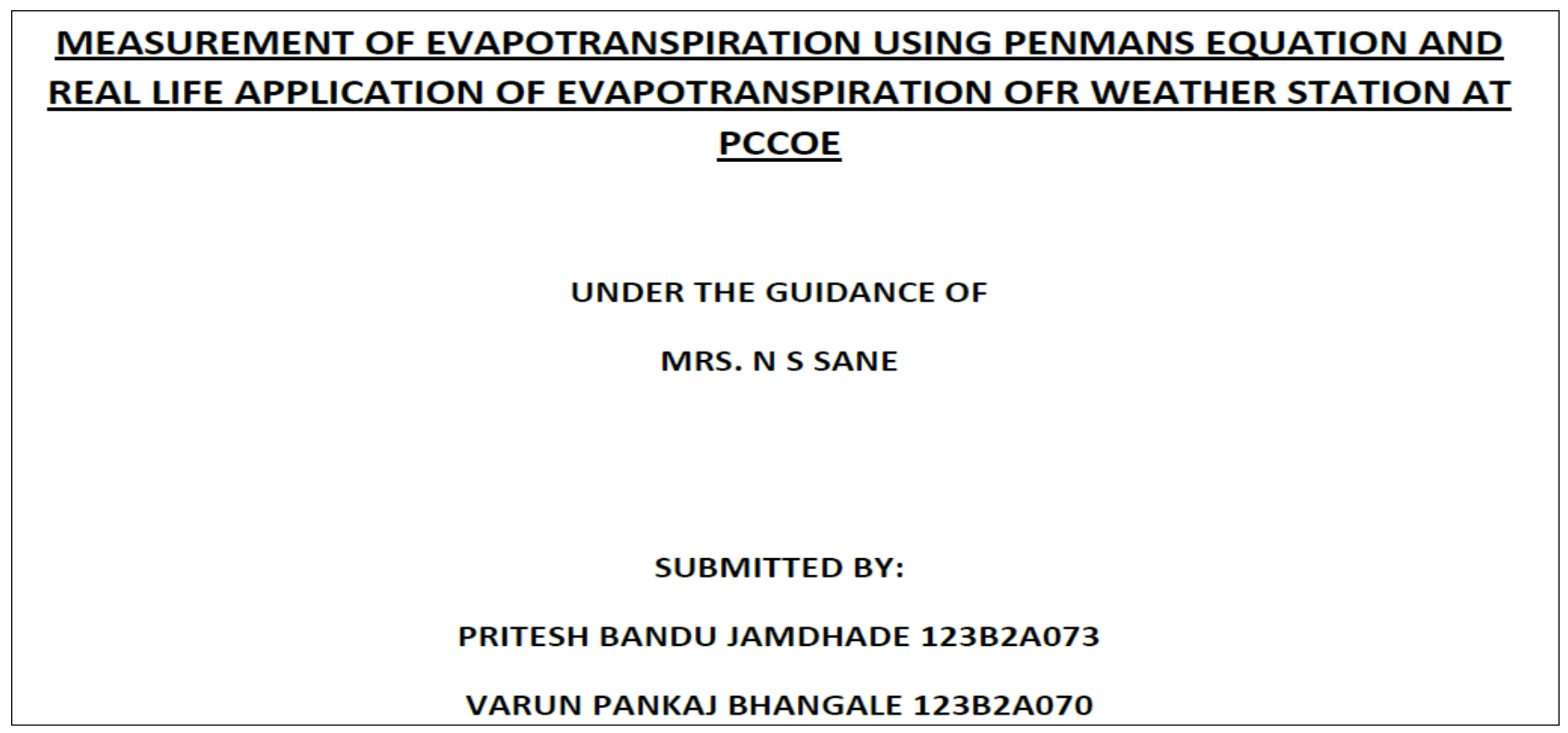 ET Research Project Report